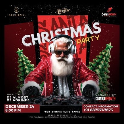 Christmas party post design by Desi Growth Media