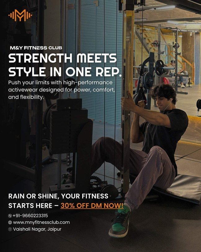 Strength training post post design by Desi Growth Media