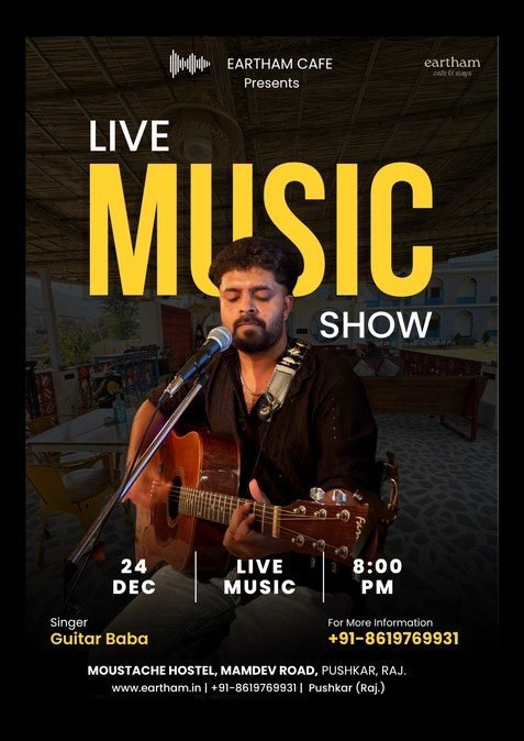 Live music night post design by Desi Growth Media