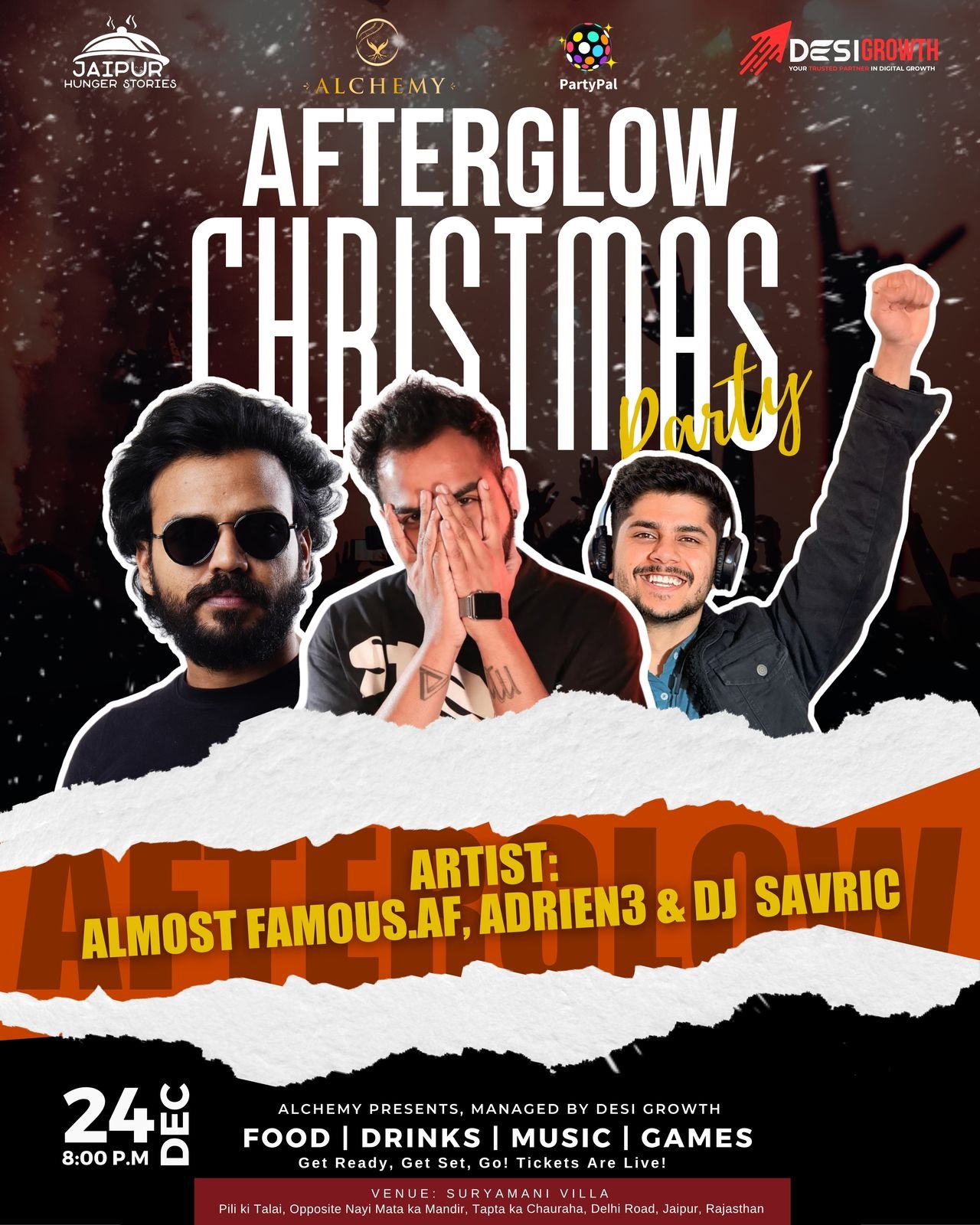 Afterglow Christmas Party event creative