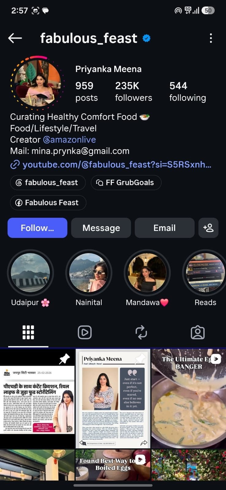 Instagram profile of @fabulous_feast with 235K followers