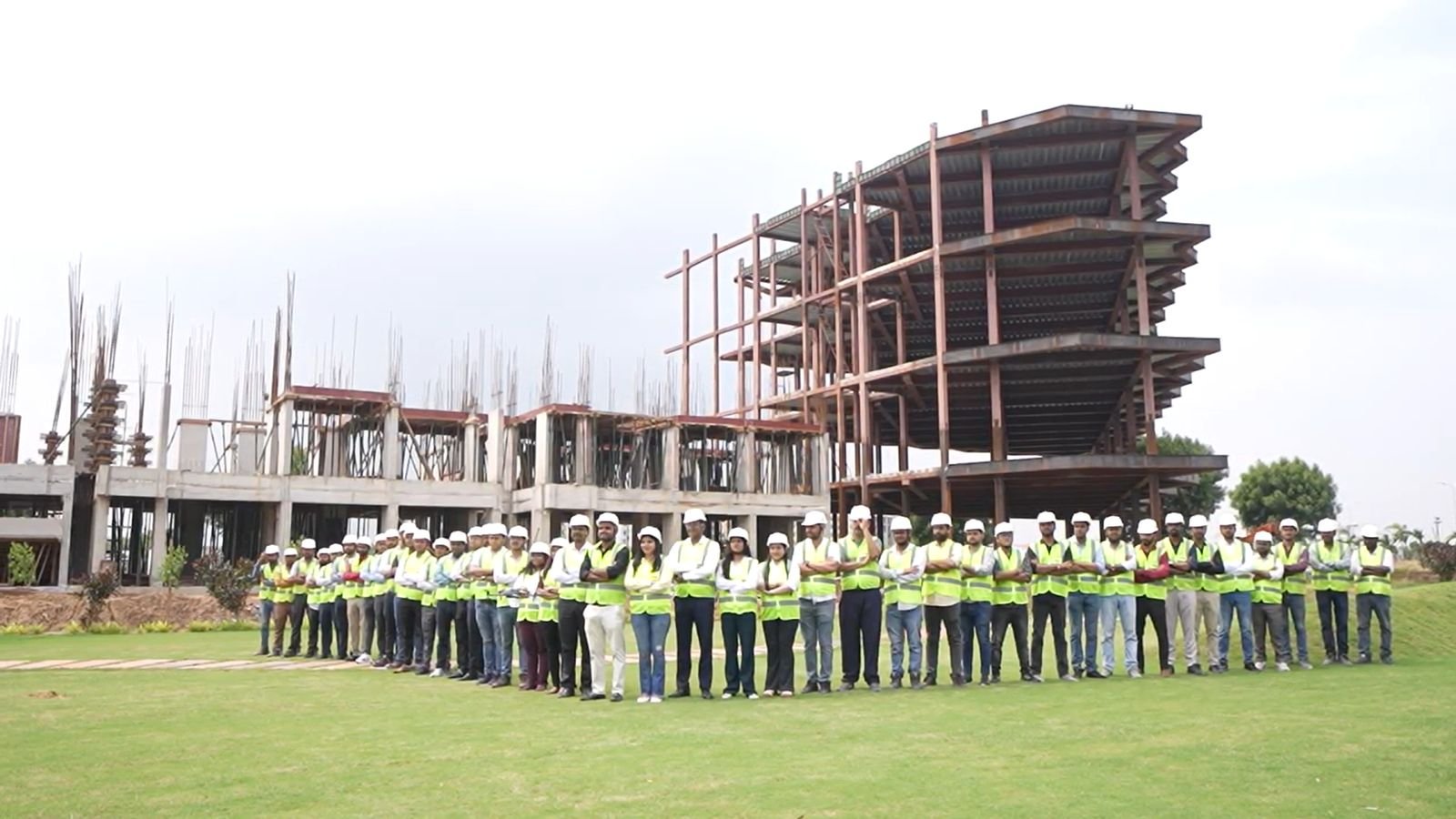 Construction site team photo for a builder client