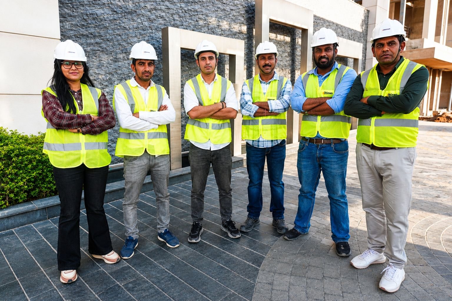 Dhinwa Construction team in safety gear