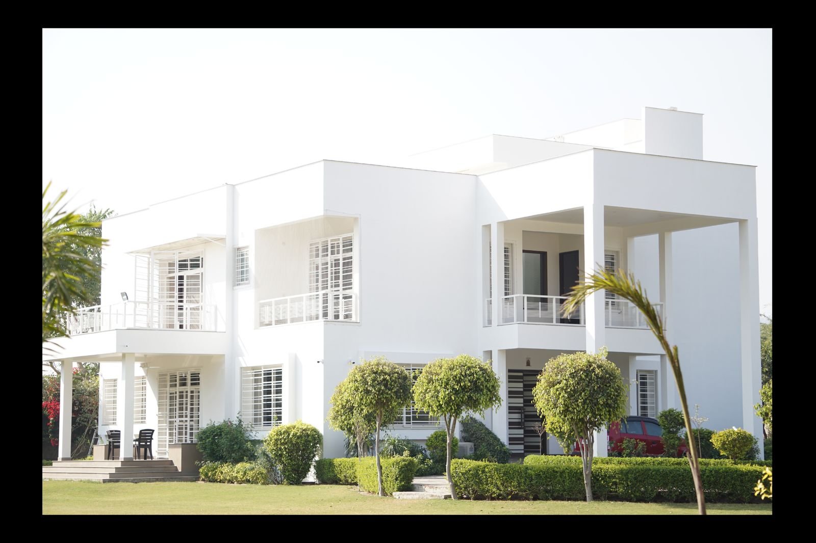 White luxury villa facade photographed by our crew