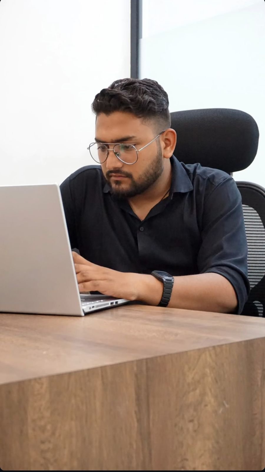 Girvesh Mittal, founder, at work in the Jaipur office