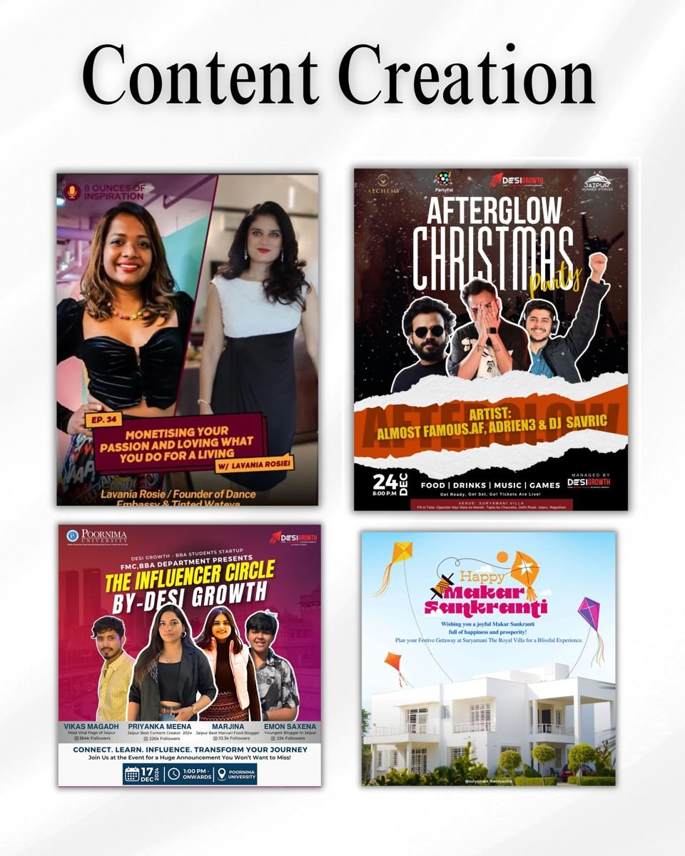 Collage of content creation work