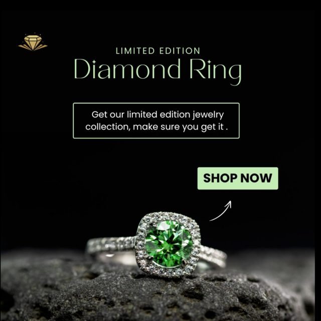Diamond ring launch post design by Desi Growth Media