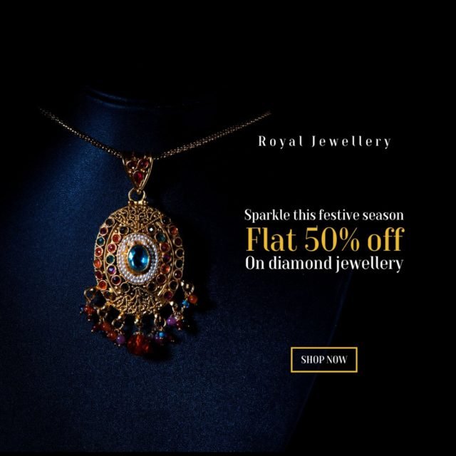 Festive jewellery offer post design by Desi Growth Media